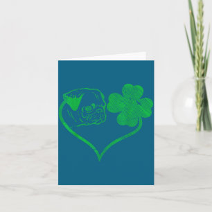 Irischer Mops Gesicht Shamrock Kleeblatt St. Patri Karte