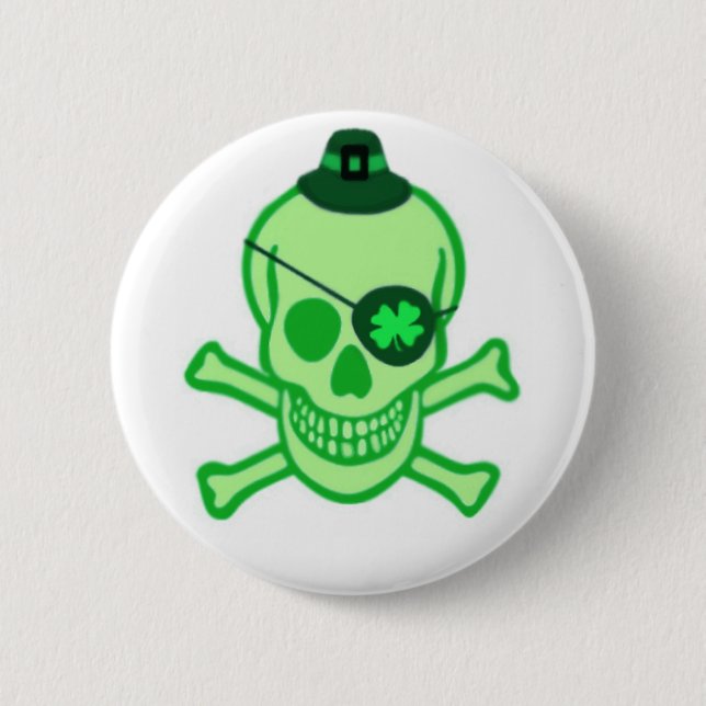 Irischer Piraten-Schädel-Knopf Button (Vorderseite)