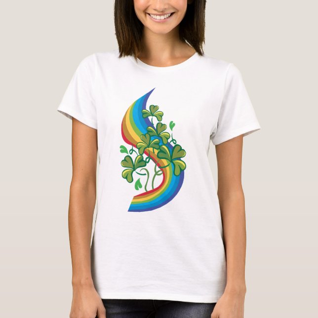 Irischer Regenbogen und Kleeblätter T-Shirt (Vorderseite)