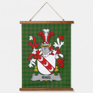 Irischer Ring oder O_Ring Wappen Familienwappen Wandteppich Mit Holzrahmen