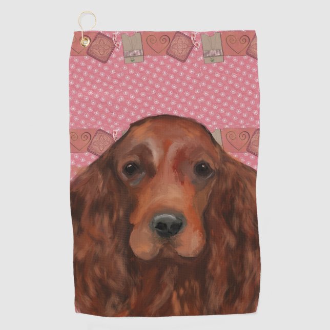 Irischer Roter Setter Golfhandtuch (Vorderseite)