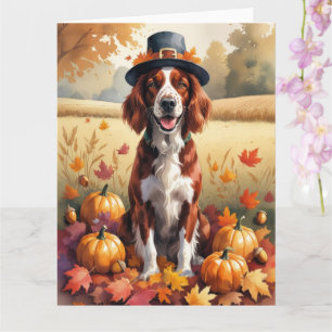 Irischer Rotsetter in Herbstlaub Thanksgiving Kuns Karte
