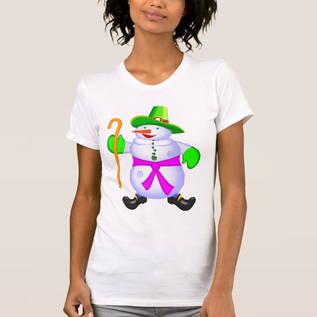 Irischer Schneemann-Damen T-Shirt (Vorderseite)