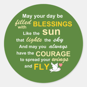 Irischer Segen für Mut - Typografie im Grün Runder Aufkleber