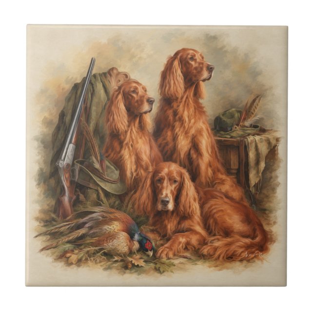 Irischer Setter ,Kunst  Fliese (Vorderseite)