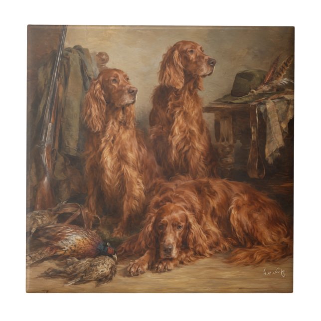 Irischer Setter ,Kunst  Fliese (Vorderseite)