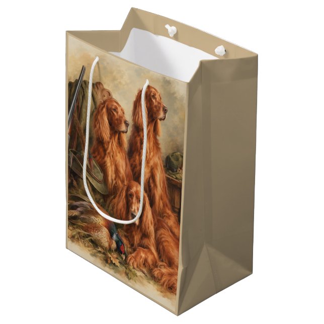 Irischer Setter ,Kunst  Mittlere Geschenktüte (Vorderseite Schrägansicht)