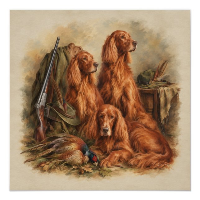 Irischer Setter ,Kunst  Poster (Vorderseite)