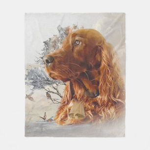 Irischer Setter mit Fasan Fleecedecke