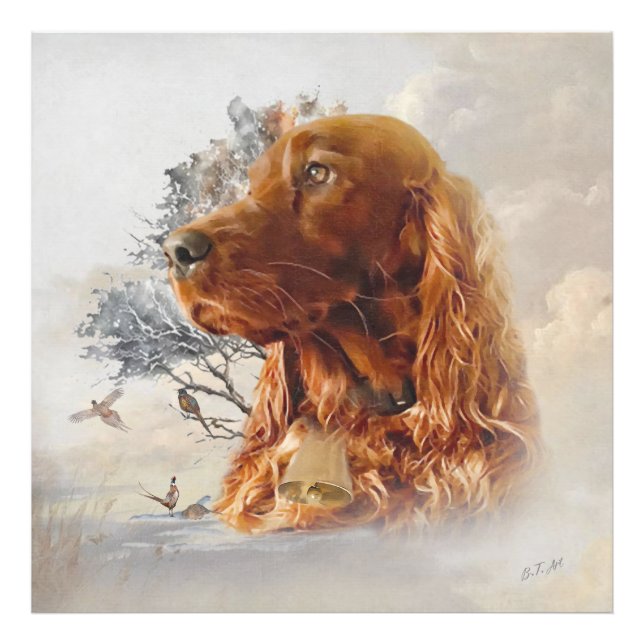 irischer Setter mit Fasant Fotodruck (Vorne)