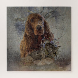 irischer Setter mit Holzhaken Puzzle