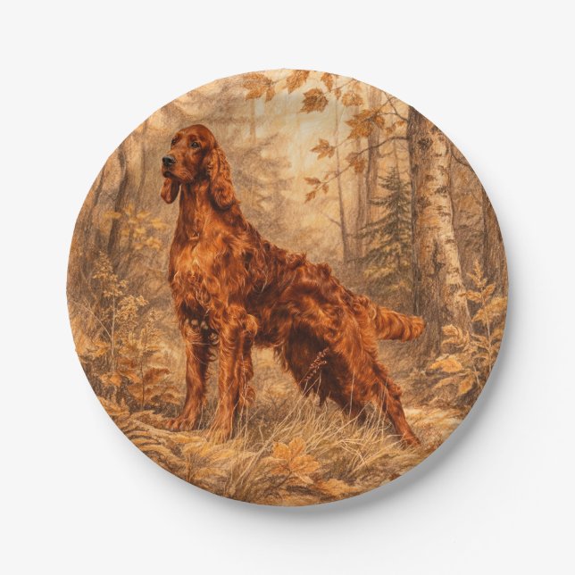 Irischer Setter,  Pappteller (Vorderseite)