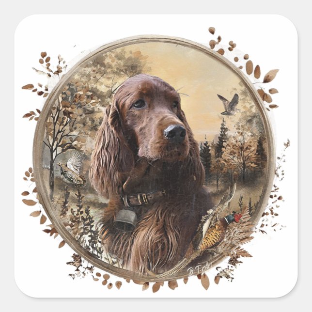 Irischer Setter Quadratischer Aufkleber (Vorderseite)