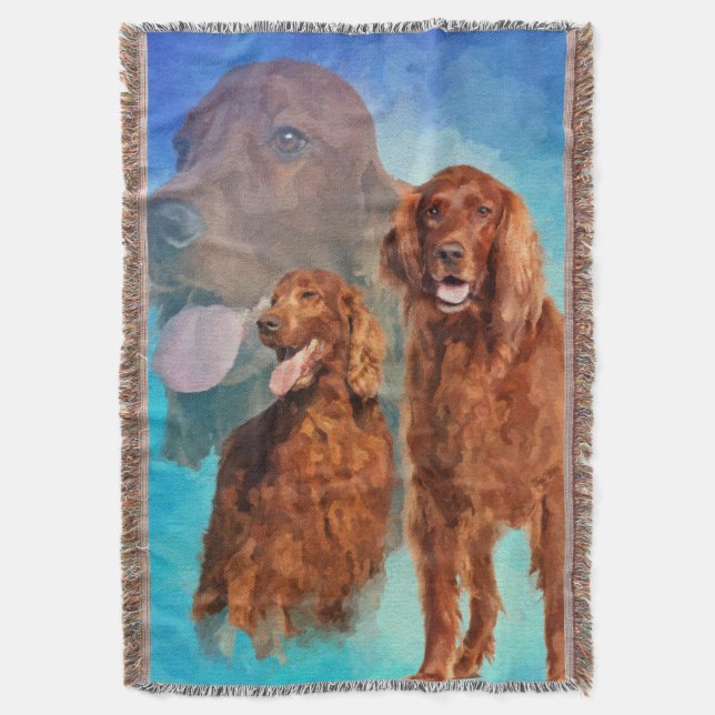 Irischer Setter verfolgt Collage Decke (Vorderseite Vertikal)