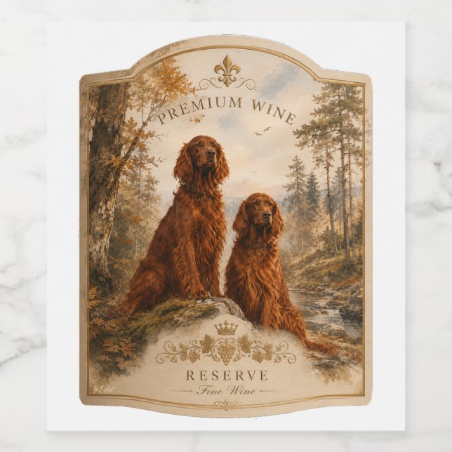  Irischer Setter  Weinetikett (Einzelnes Label)