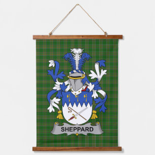Irischer Sheppard-Wappen Familienwappen Wandteppich Mit Holzrahmen