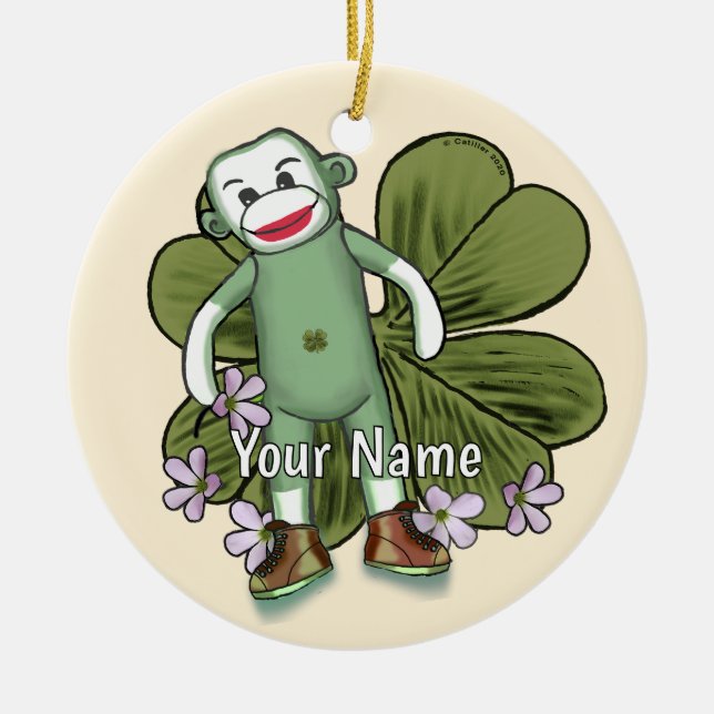 Irischer Sockenaffe Keramik Ornament (Vorne)