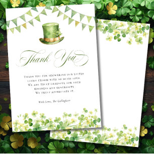 Irischer St. Patrick's Babyshower Grüner Kleeblatt Dankeskarte