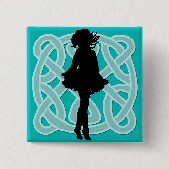 Irischer Tänzer-keltischer hellblauer Knopf Button (Vorderseite)