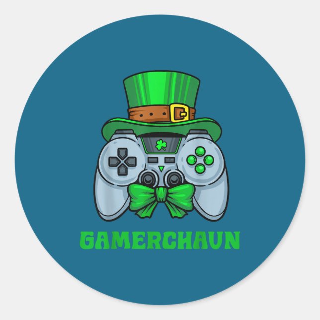 Irischer Videospiel-Controller St. Patrick's Day G Runder Aufkleber (Vorderseite)