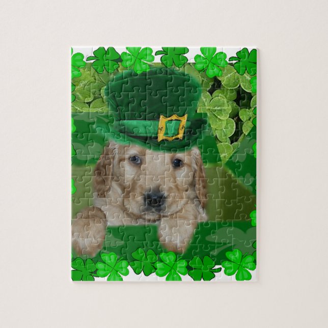 IRISCHER WELPE! PGOLDEN RETRIEVER ST PATRICK PUZZLE (Vertikal)