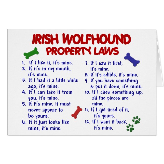 IRISCHER WOLFHOUND Eigentums-Gesetze 2 (Vorderseite (Horizontal))