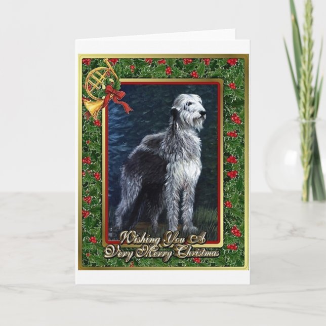 Irischer Wolfhound-Hunderaum-Weihnachtskarte Feiertagskarte (Vorderseite)