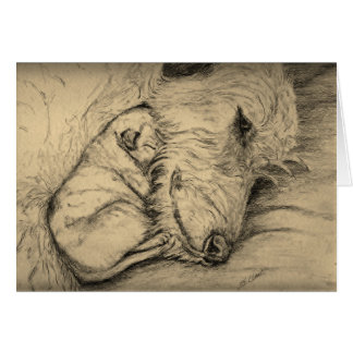 Irischer Wolfhound-Mutter und Welpe