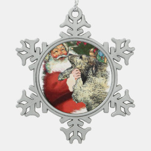 Irischer Wolfhound-Weihnachten Schneeflocken Zinn-Ornament