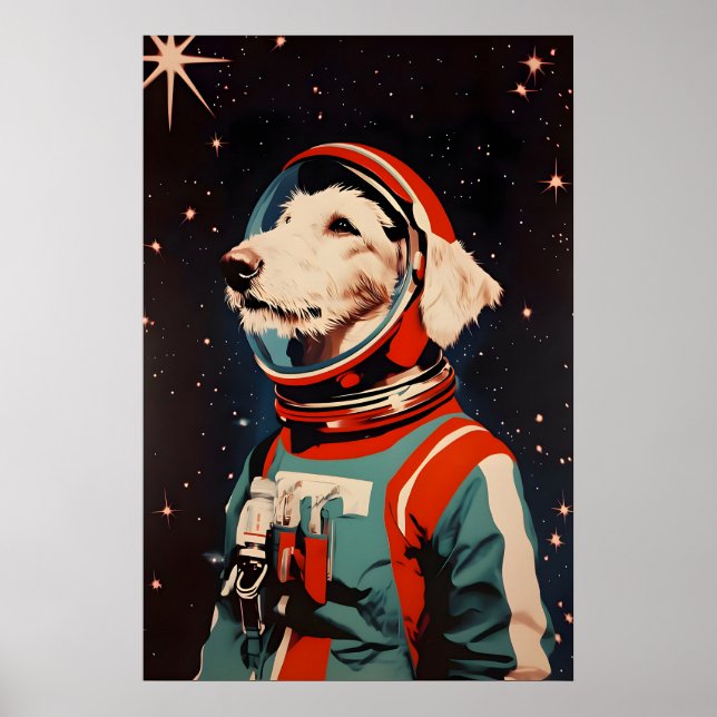 Irischer Wolfshund Astronaut Poster, Irischer Wolf Poster (Vorne)