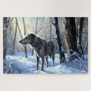 Irischer Wolfshund Lass es schneien Weihnachten Puzzle