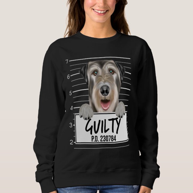 Irischer Wolfshund Mugshot Schuldiger Hund Sweatshirt (Vorderseite)