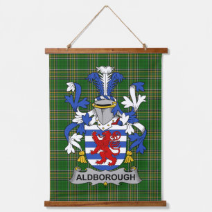 Irisches Aldborough-Wappen Familienwappen Wandteppich Mit Holzrahmen