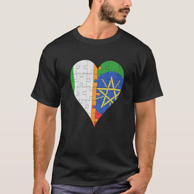 Irisches äthiopisches Flaggenherz T-Shirt (Vorderseite)