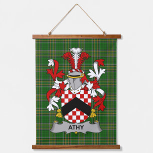 Irisches Athy-Wappen Familienwappen Wandteppich Mit Holzrahmen