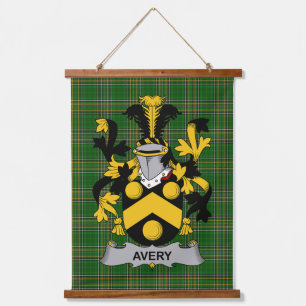 Irisches Avery-Wappen Familienwappen Wandteppich Mit Holzrahmen