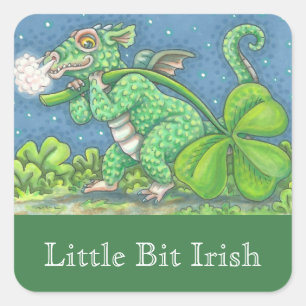 IRISCHES BABY-DRACHEN-FANTASY-STICKER-Blatt Quadratischer Aufkleber