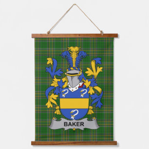 Irisches Baker-Wappen Familienwappen Wandteppich Mit Holzrahmen
