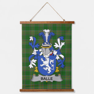 Irisches Balle-Wappen Familienwappen Wandteppich Mit Holzrahmen