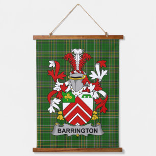 Irisches Barrington-Wappen Familienwappen Wandteppich Mit Holzrahmen
