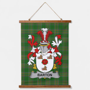 Irisches Barton Wappen Familienwappen Wandteppich Mit Holzrahmen