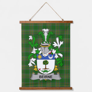 Irisches Beirne oder O_Beirne Wappen Familienwappe Wandteppich Mit Holzrahmen