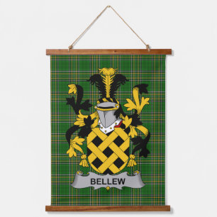 Irisches Bellew-Wappen Familienwappen Wandteppich Mit Holzrahmen