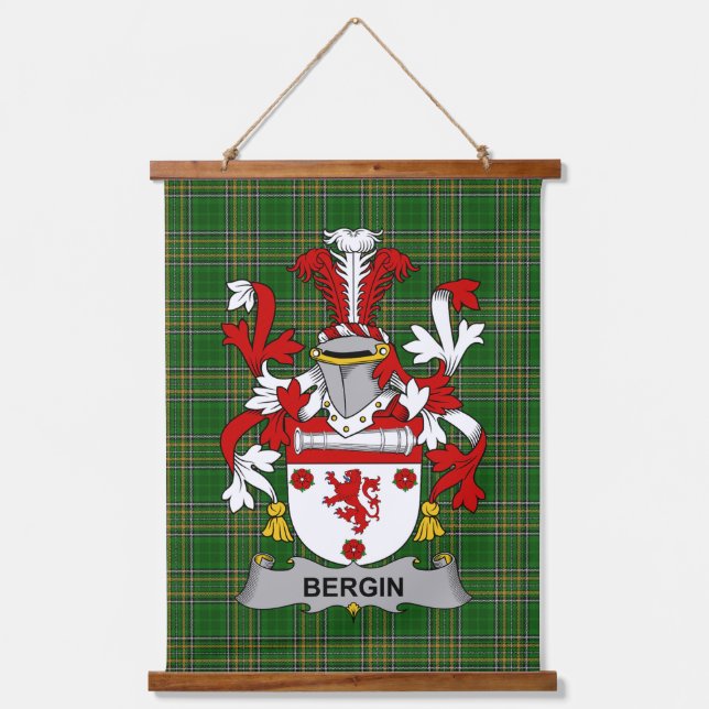 Irisches Bergin oder O_Bergin Wappen Familienwappe Wandteppich Mit Holzrahmen (Vorderseite)