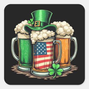 Irisches Bier Irland St. Patricks Day Trinkparty  Quadratischer Aufkleber