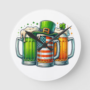 Irisches Bier Irland St Patricks Day Trinkparty Runde Wanduhr