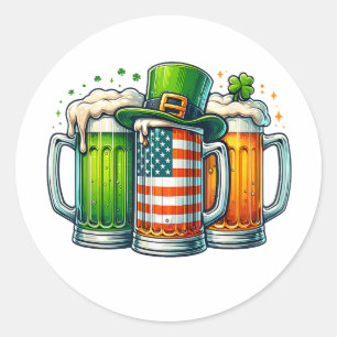 Irisches Bier Irland St. Patricks Day Trinkparty Runder Aufkleber