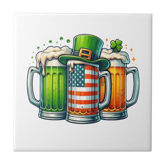 Irisches Bier Irland St. Patricks-Tag Trinkparty Fliese (Vorderseite)
