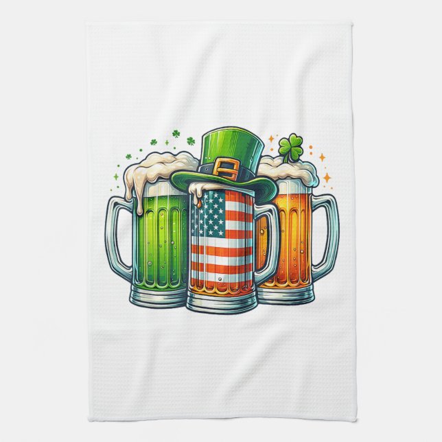 Irisches Bier Irland St Patricks Tag Trinkparty Geschirrtuch (Vertikal)