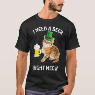 Irisches Bier Katze T-Shirt St. Patricks Tag Trink